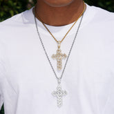 GL Emerald Cut Moissanite Cube Style Cross Pendant